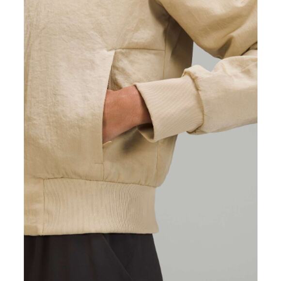 LULULEMON Non-Stop Bomber Jacket Trench Khaki Tan Sz 6 {YY24} - Picture 5 of 12